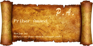 Priher Amand névjegykártya
